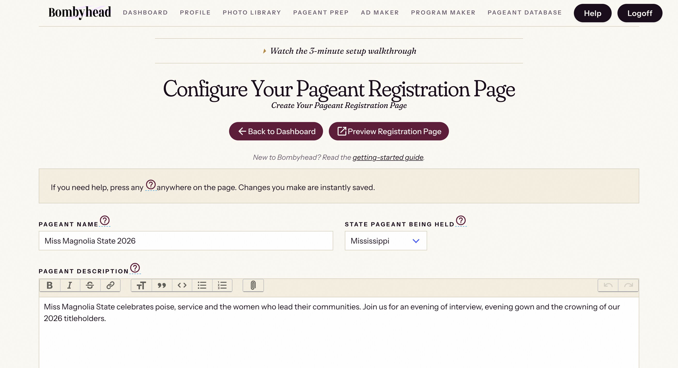 The pageant editor